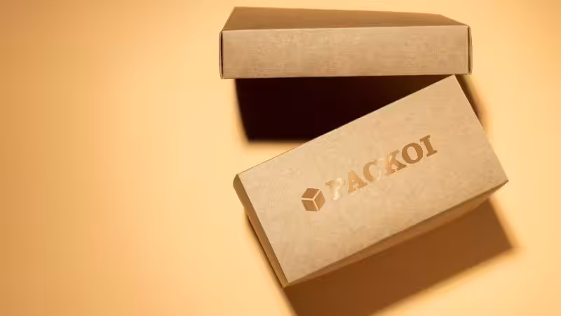 packoi logo blind spot uv printed onto a cardboard box