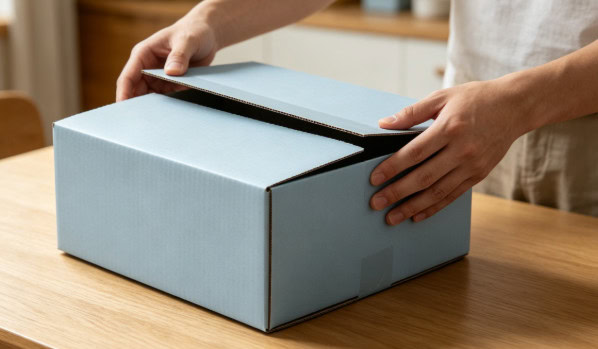 Simple hassle-free packaging being opened at home, showing frustration-free design.