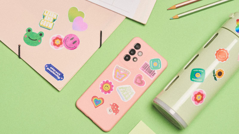 stickers used on cardboard, phone, thermos