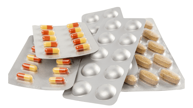 Pharmaceuticals with blister packaging