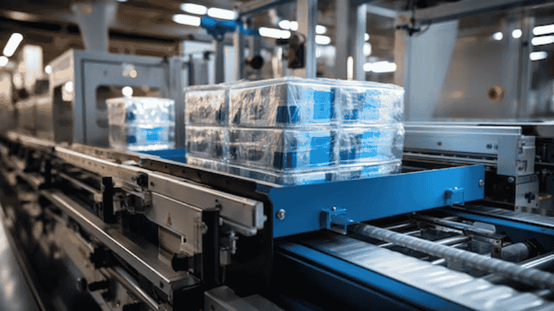 Automated packaging line efficiency in production