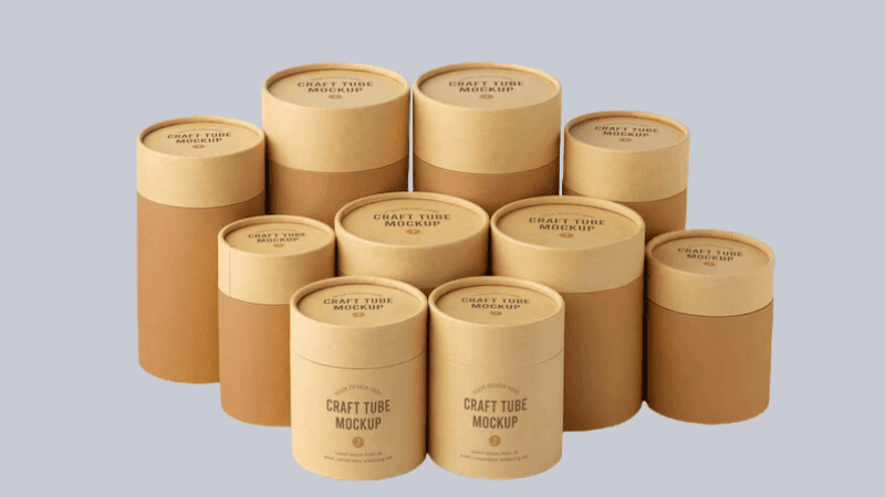 Craft paper cylinder design mockup