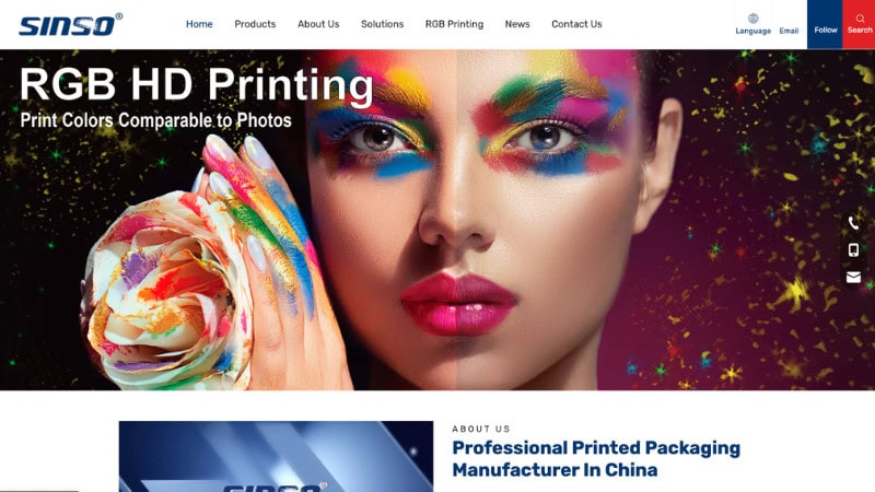 the home page of sinsoprinting.com