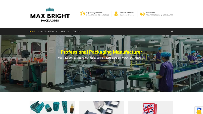the home page of maxbrightpackaging.com