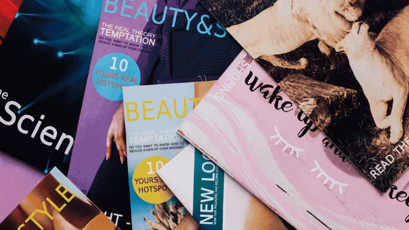 several magazines in different colors