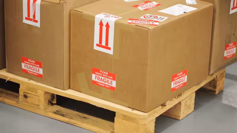 shipping boxes with labels