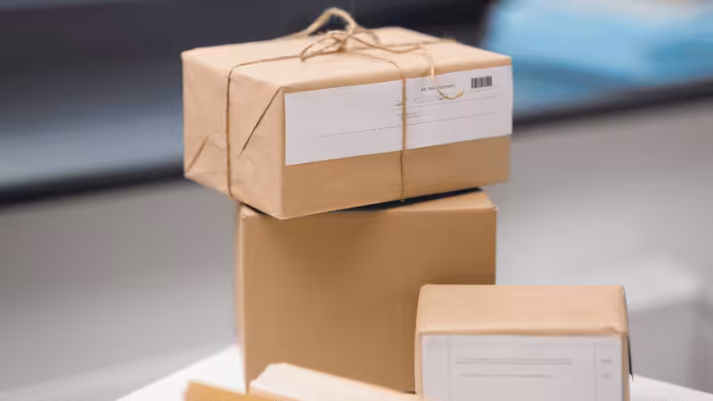 several Kraft paper mail box packaging