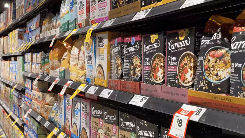 Wraparound Trays with Products in the Supermarket