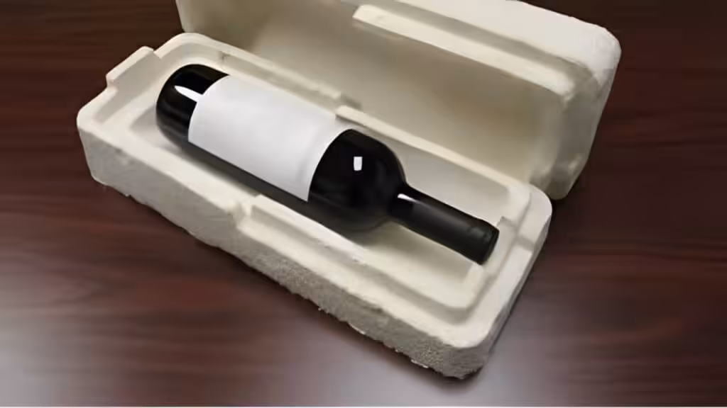 Example of mushroom packaging for a wine bottle