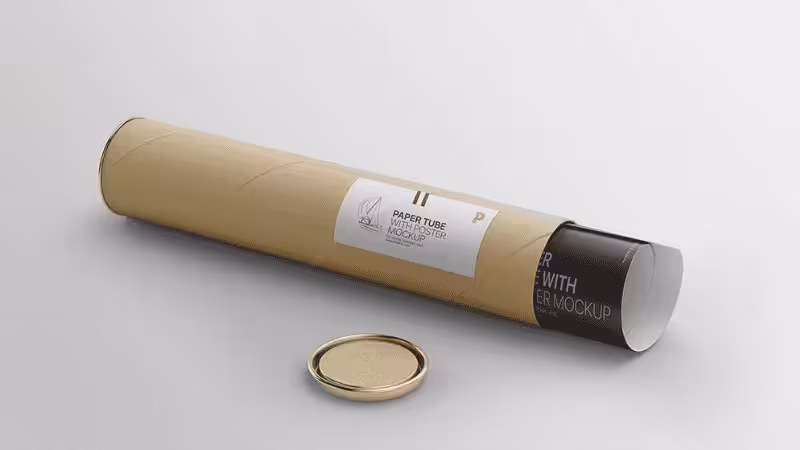 A mock up of a poster in a cardboard tube