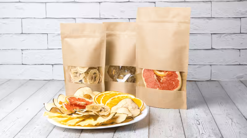 Flexible packaging with dried fruit