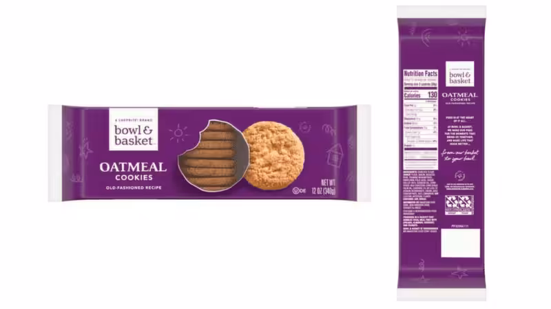 Pareve Oatmeal Cookies with Kosher Dairy Equipment Symbol