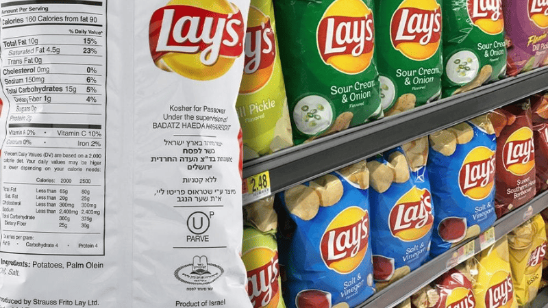 Lays Potato Chips with Kosher Pareve Symbol