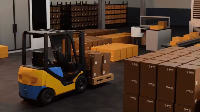 Warehouse with packaging boxes