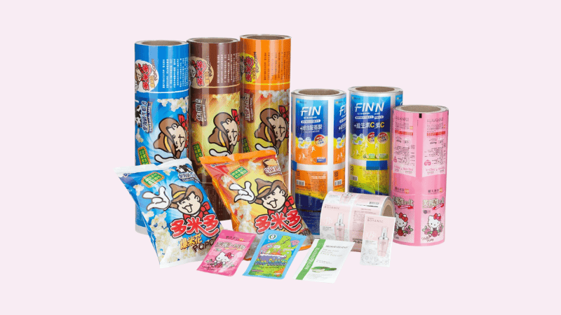 the roll film and the final packaging of snacks and skincare products