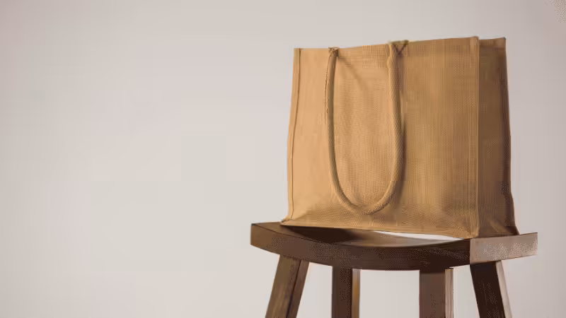 a jute bag putting on a stool