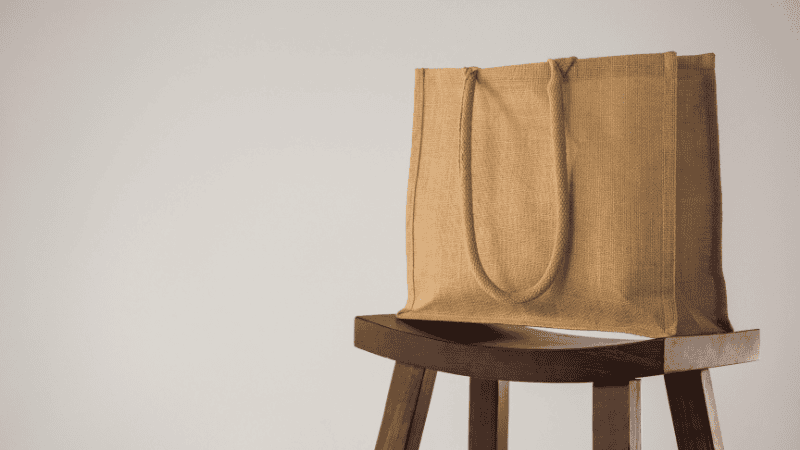 a jute bag putting on a stool