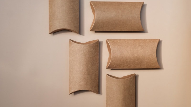 several kraft pillow box