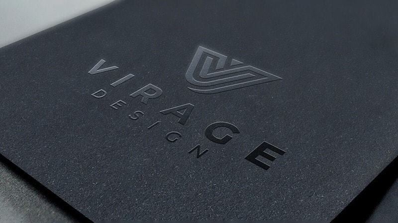 cover spot uv printed logo on a textured black card