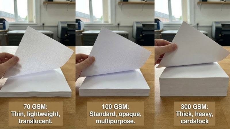 Comparison of different GSM paper weights for printing