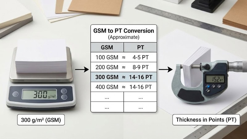 GSM vs. PT of a stack of papers
