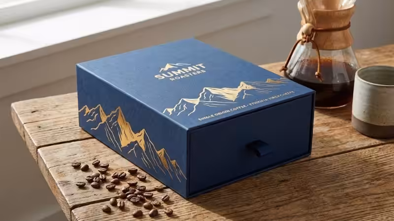 a soft touch coating coffee product box