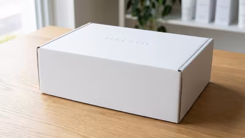 a white soft touch lamination box