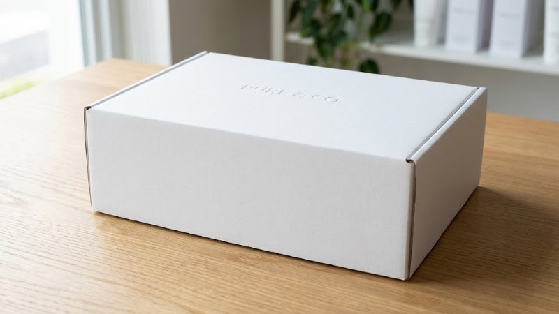 a white soft touch lamination box