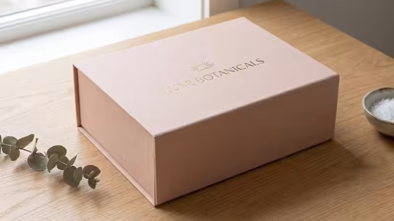a pink soft touch lamination product box