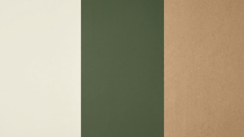 Cloud Dancer + Deep Moss Green + Kraft Brown