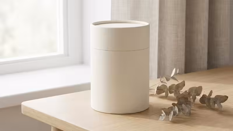 a cylinder tube packaging in cloud dancer color