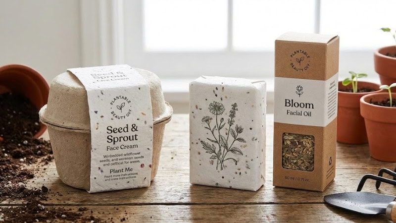Plantable packaging for beauty products