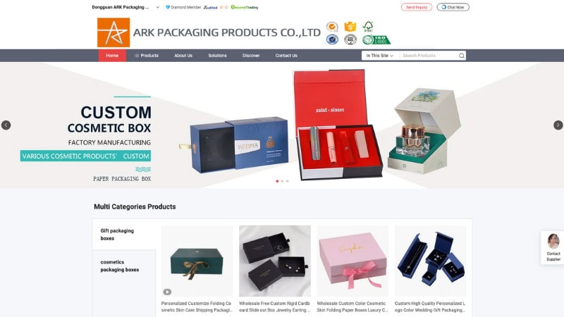 the Home page of ARK Packaging