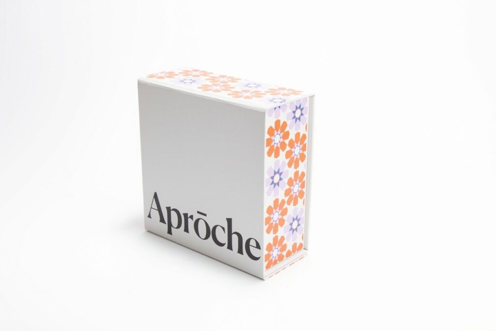 Custom magnetic closure rigid box with floral pattern print and brand letter logo