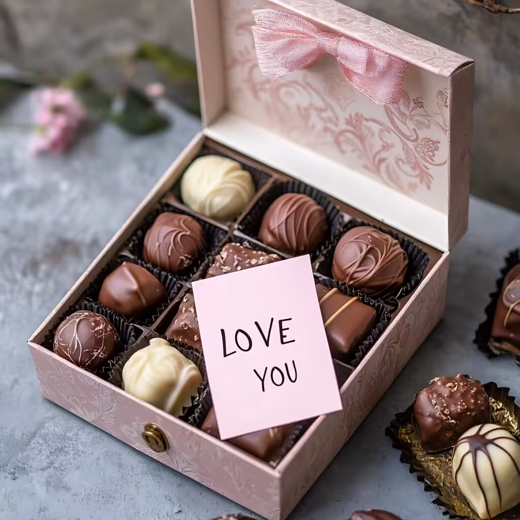 Custom printed bow gift box for chocolate candy packaging