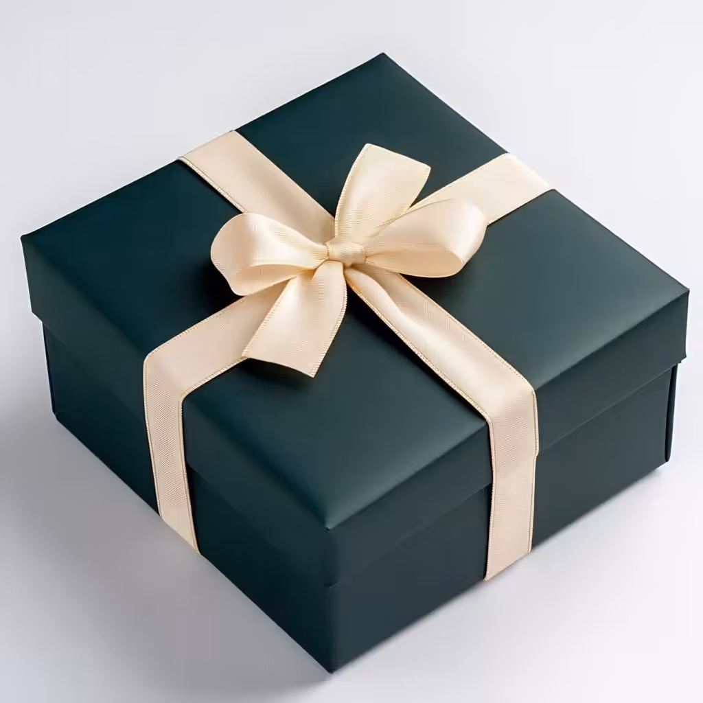 custom gift box dark green square rigid two-piece gift box with satin ribbon bow decoration for jewelry and present packaging