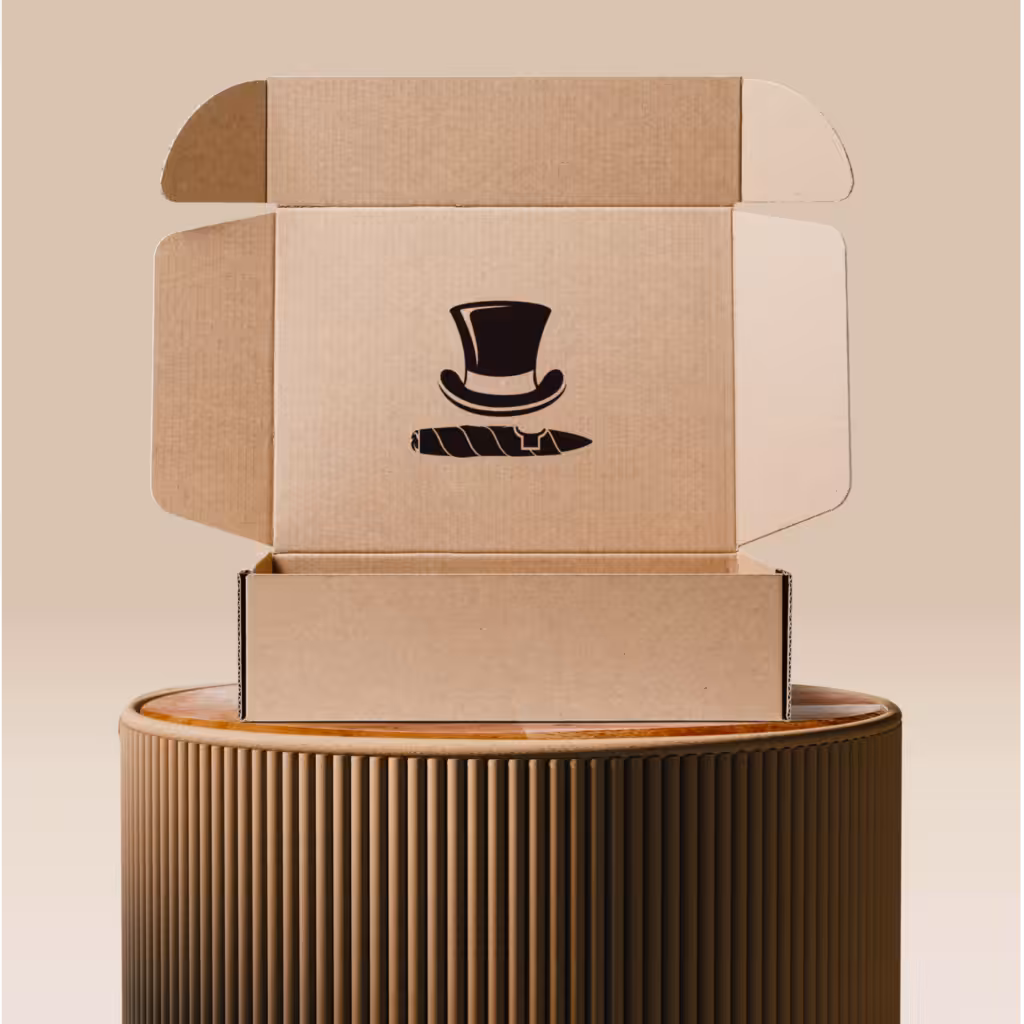 Boîte d'expédition rigide personnalisée en carton kraft imprimé chapeau de gentleman