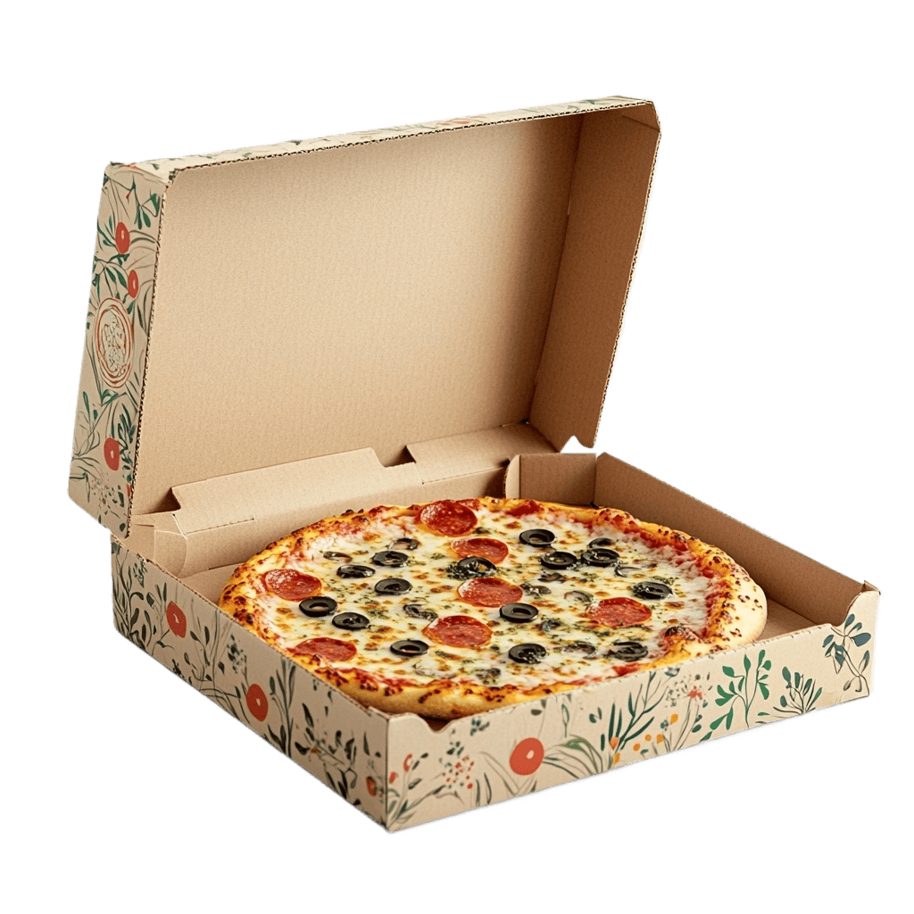 Custom pizza box floral printed kraft paper open lid food takeout box