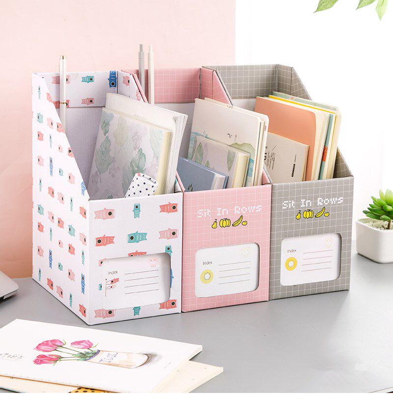 3-compartment cartoon printed desktop document organizer custom display box