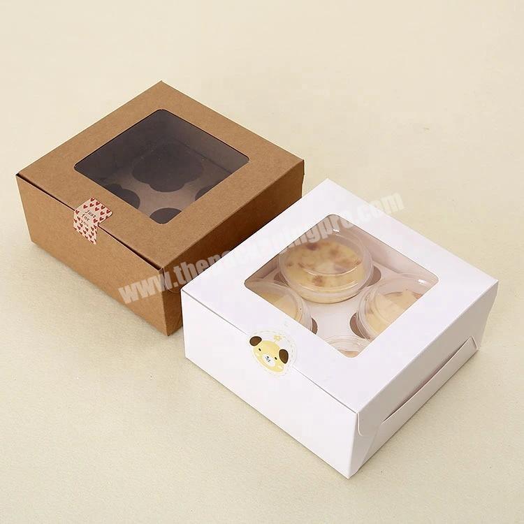 Kraft & white transparent window 2-count custom cupcake box